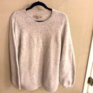 LOFT Cream Speckled Crew Neck Sweater